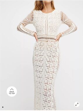 Free People x Flook Maya Crochet Tunic Dress Open Back Boho Small